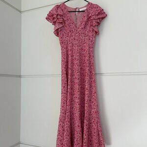 Astr Celestine Midi Dress By Astr The Label Fuchsia Daisy, Size XS